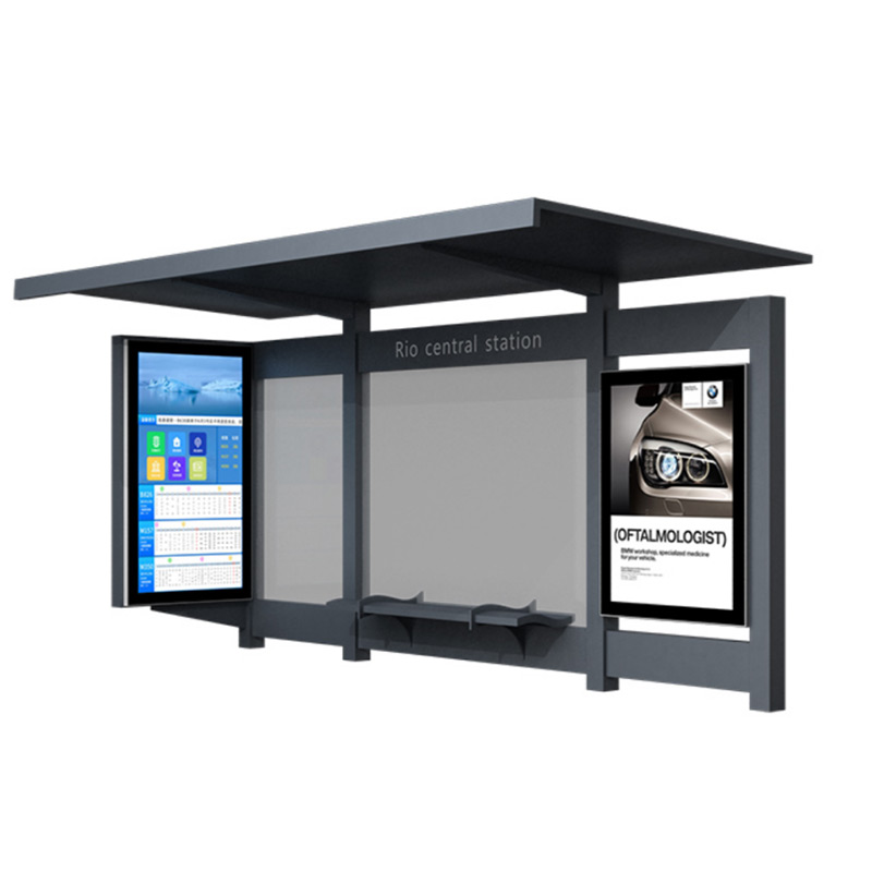 Moderne Elektronisk Smart Bus Stop Shelter Station med reklameplakat